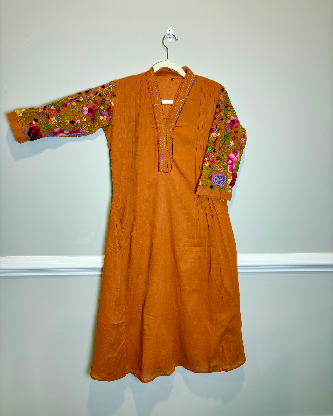 Dress/Kurta with Rich Hand Embroidery on Sleeves
