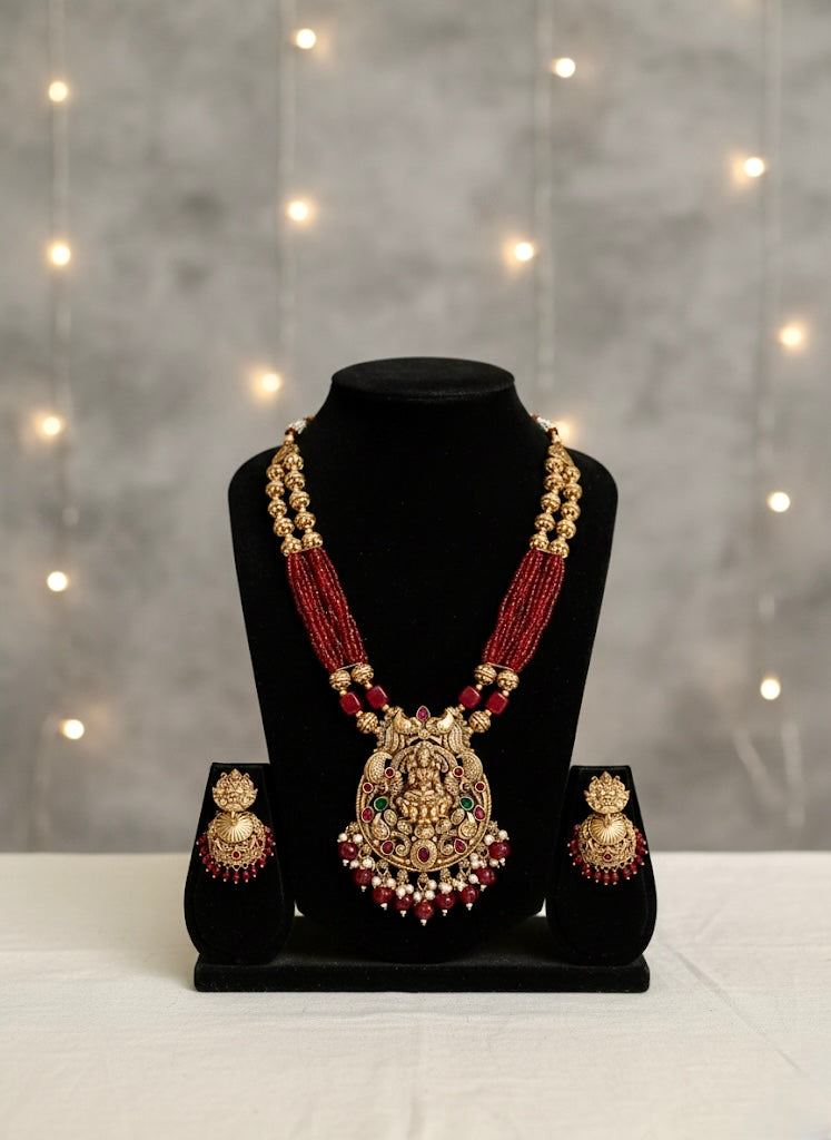 Lakshmi Haaram with Golden Beads