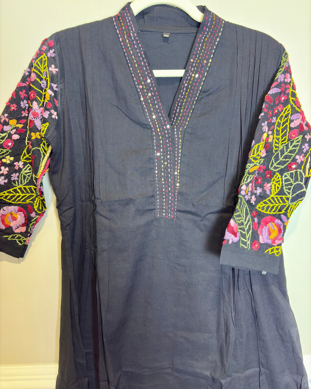 Dress/Kurta with Rich Hand Embroidery on Sleeves