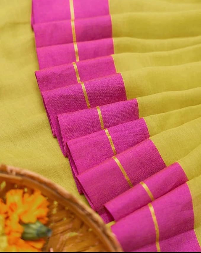 Rang - Yellow and Pink Mul Cotton Saree