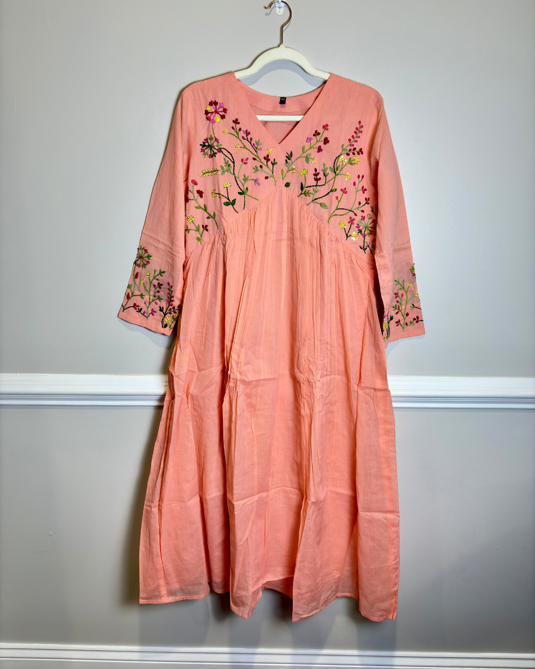 3-piece Alia Cut Suit Set with Hand-Embroidered Floral Yoke,Sleeves, Pant and Dupatta