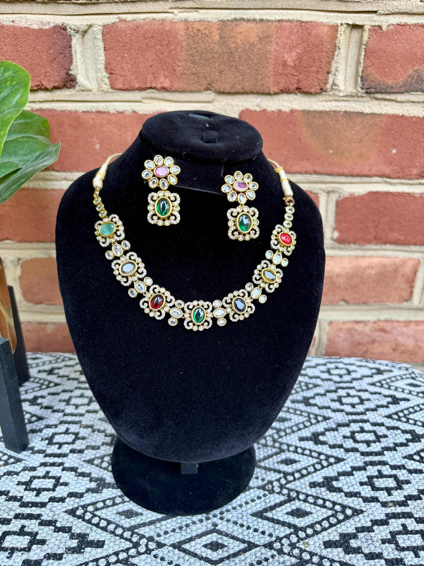 AD Multi Color Statement Necklace
