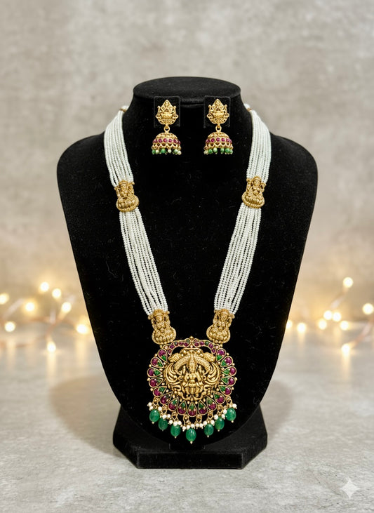 White Pearl Lakshmi Haaram