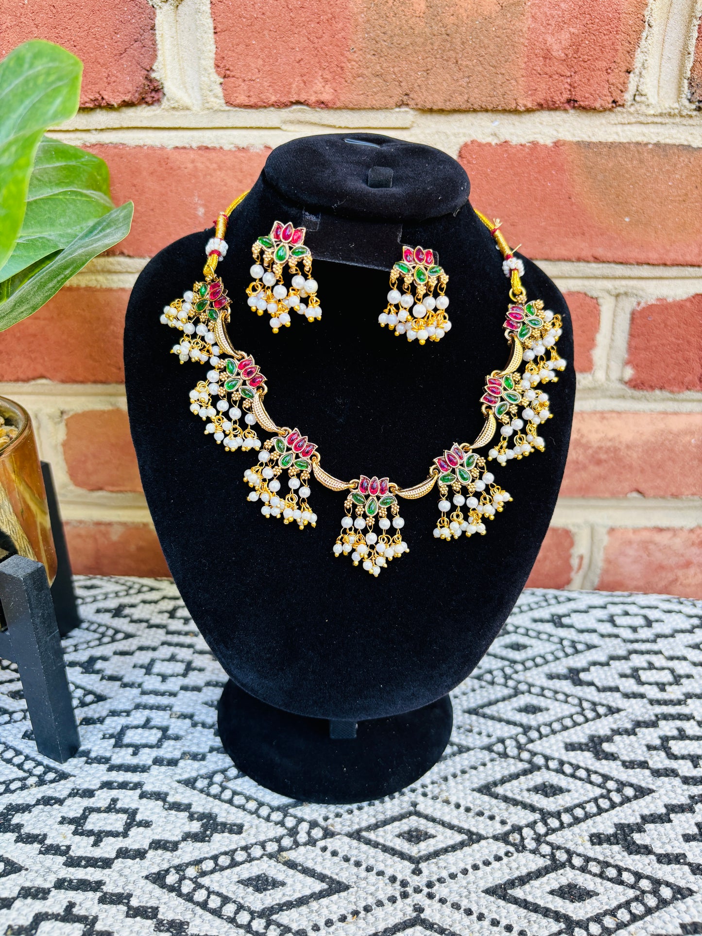 Lotus Necklace with Pearls