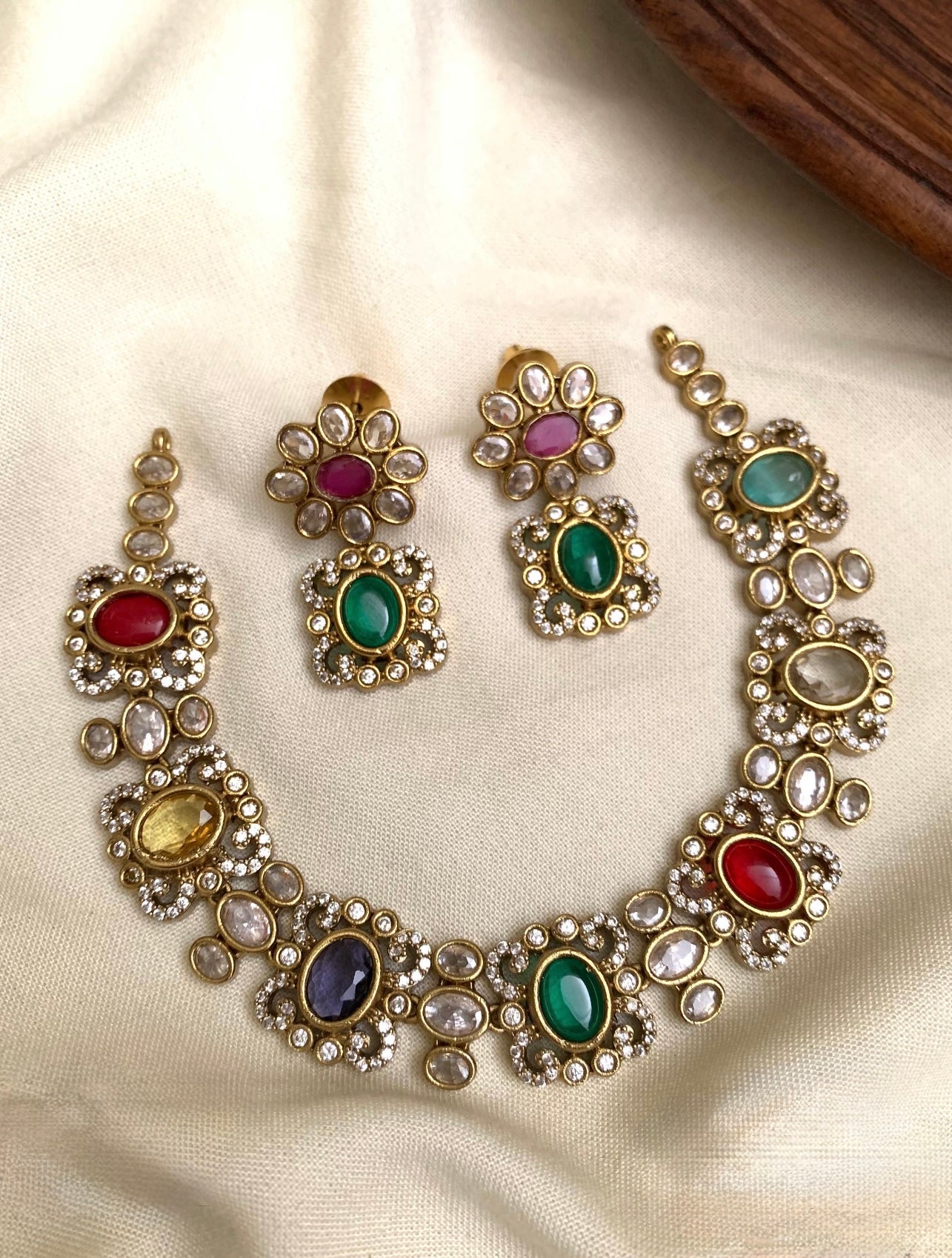 AD Multi Color Statement Necklace