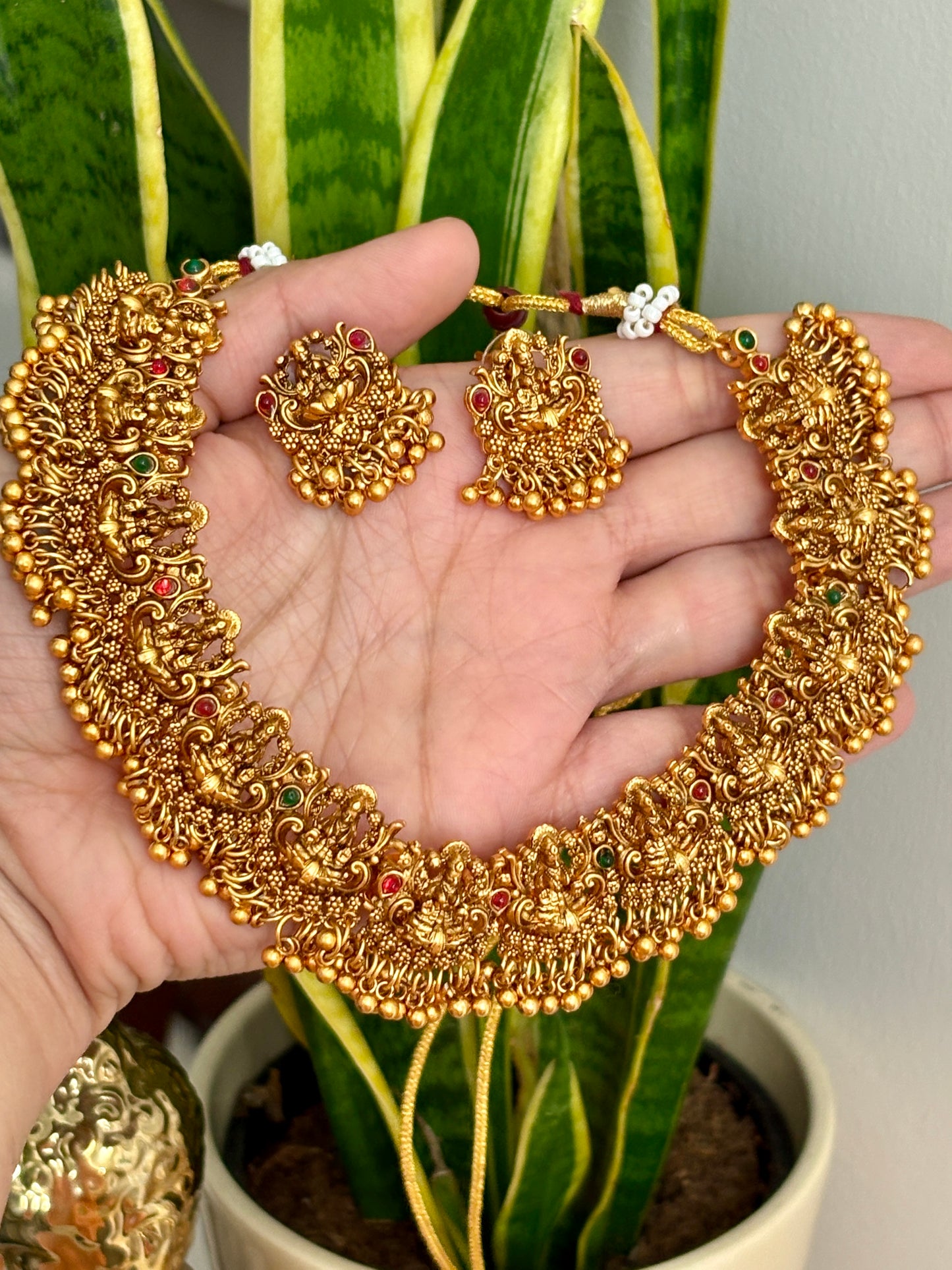 Lakshmi Cluster Necklace | Indian Jewelry for Women | Ethnic Traditional Necklace | Wedding & Festive Wear Jewelry