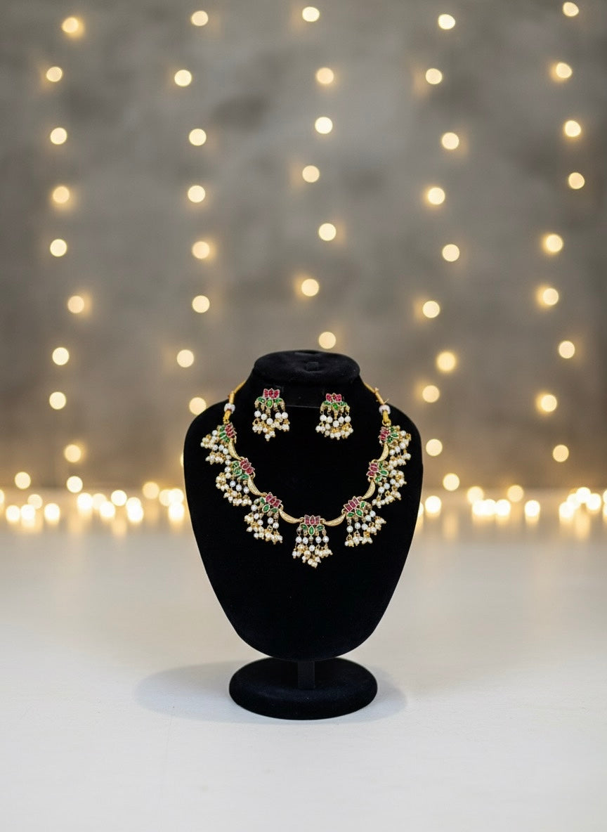 Lotus Necklace with Pearls