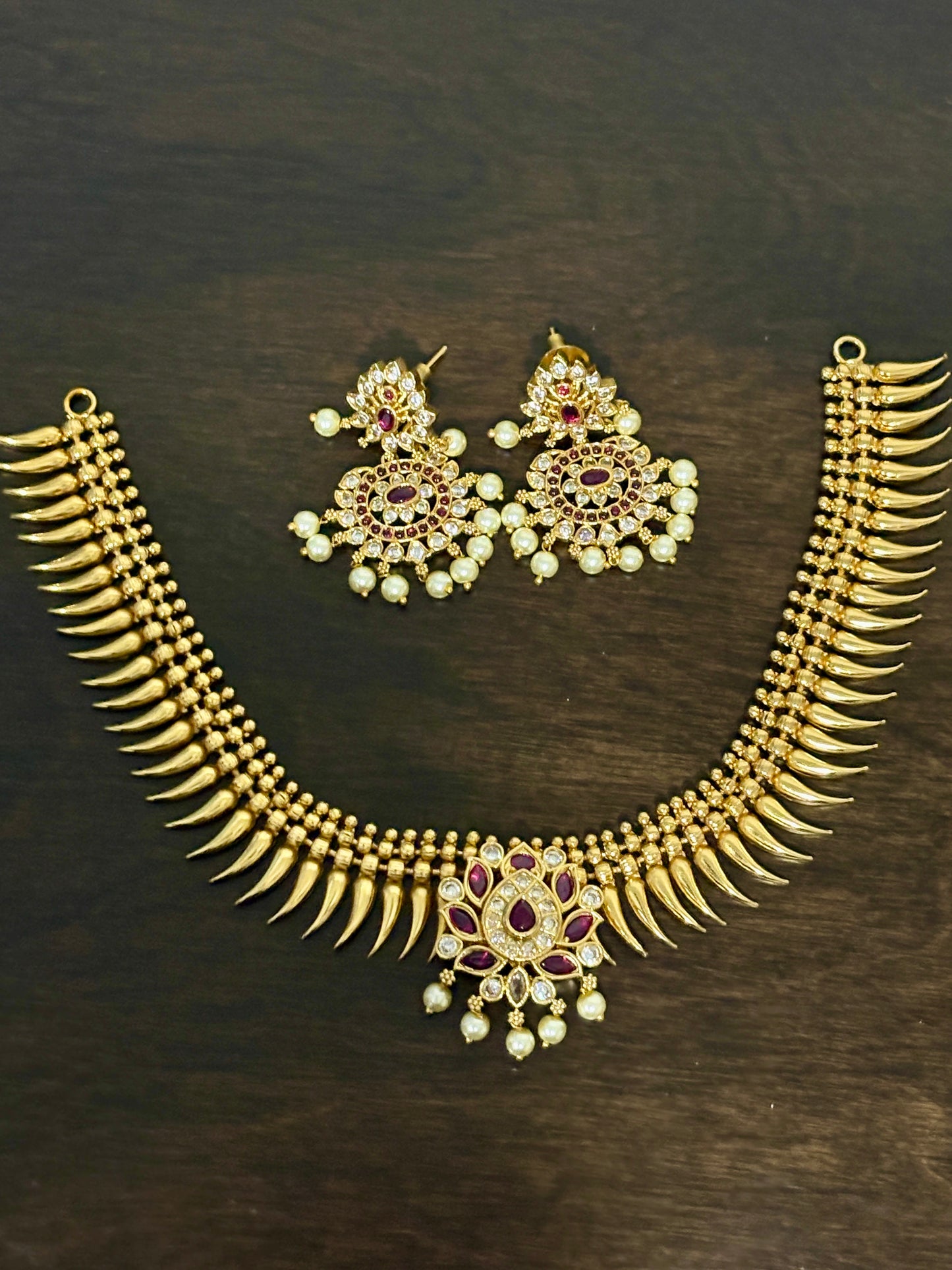 Maya - Pulinagham Maala Necklace with Pendant and Matching Earrings