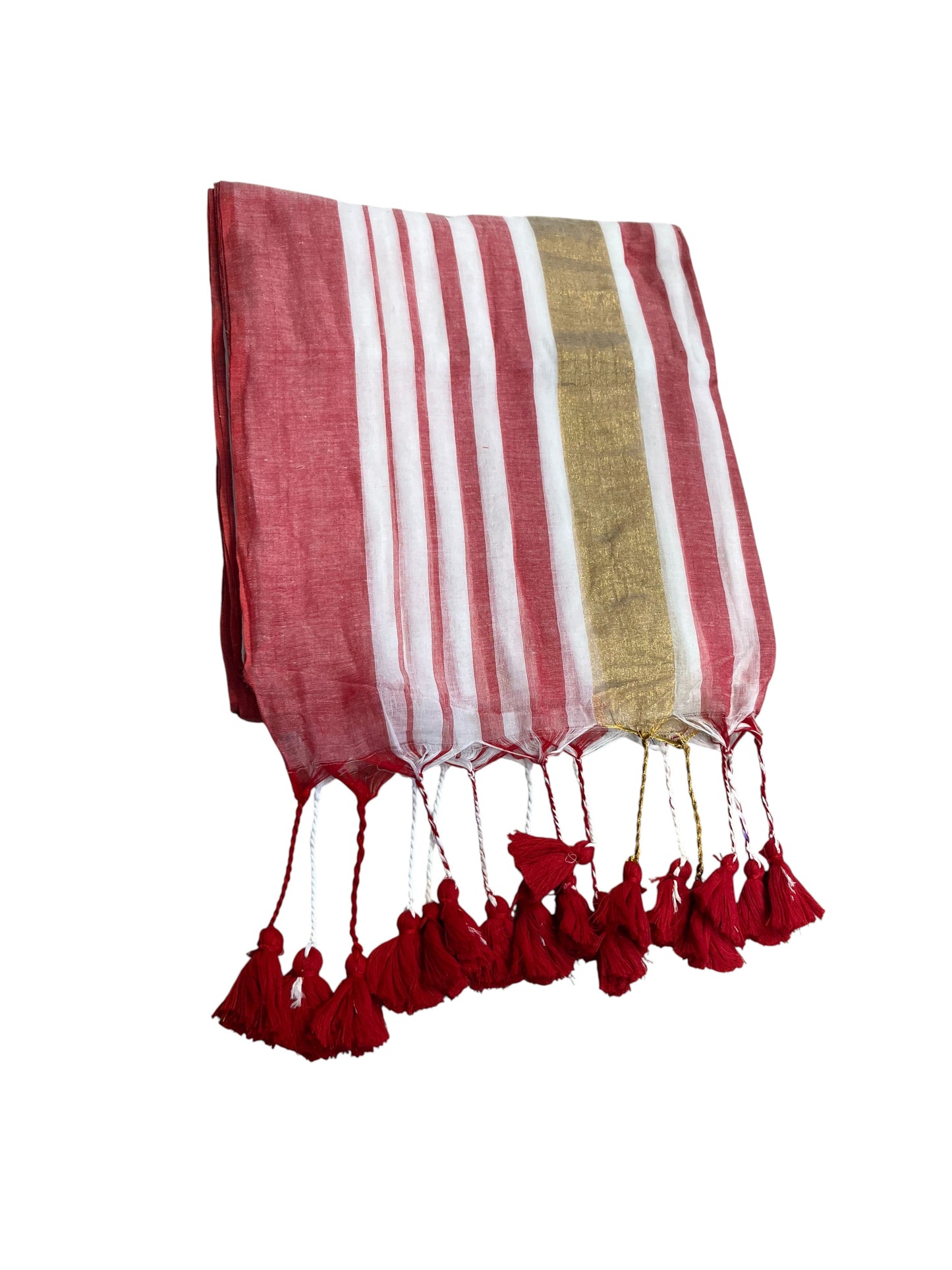 Manga - Red and White Mul Cotton Saree | Kerala Onam Saree