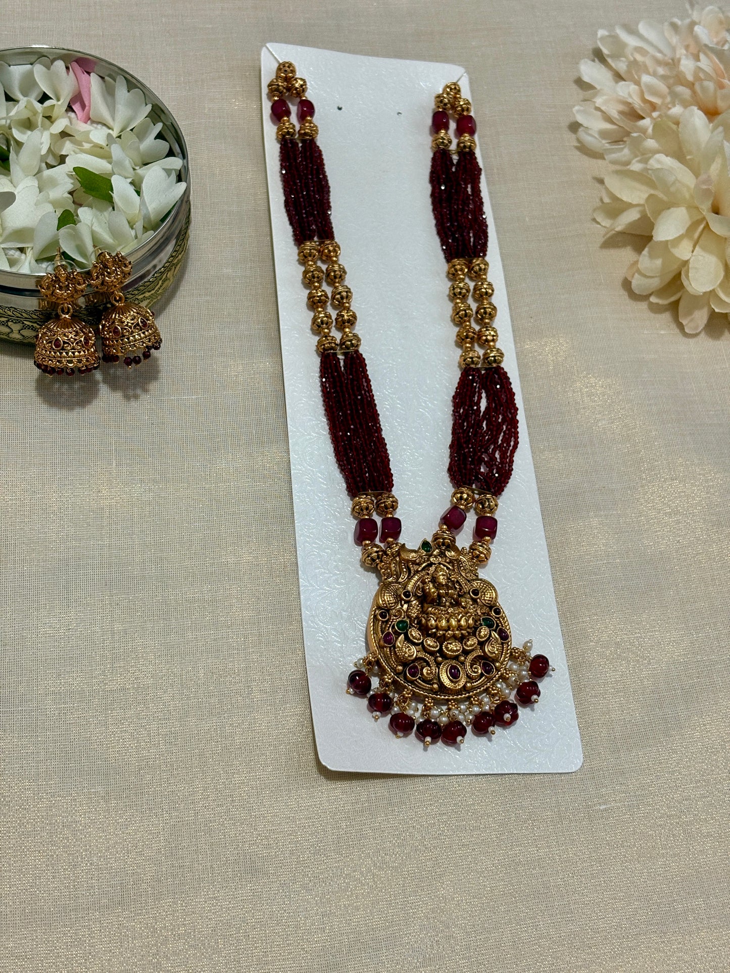 Lakshmi Haaram with Golden Beads