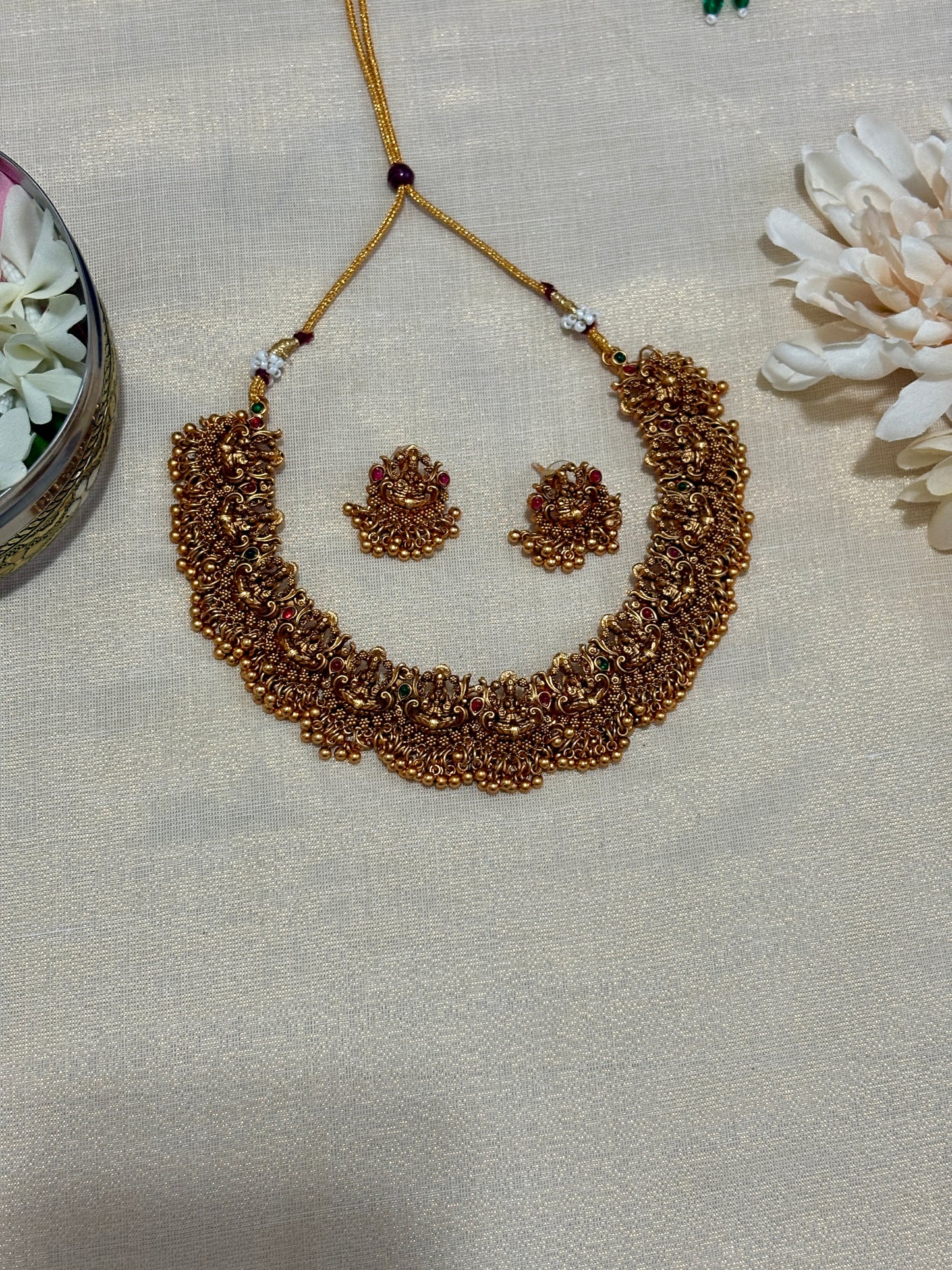 Lakshmi Cluster Necklace | Indian Jewelry for Women | Ethnic Traditional Necklace | Wedding & Festive Wear Jewelry