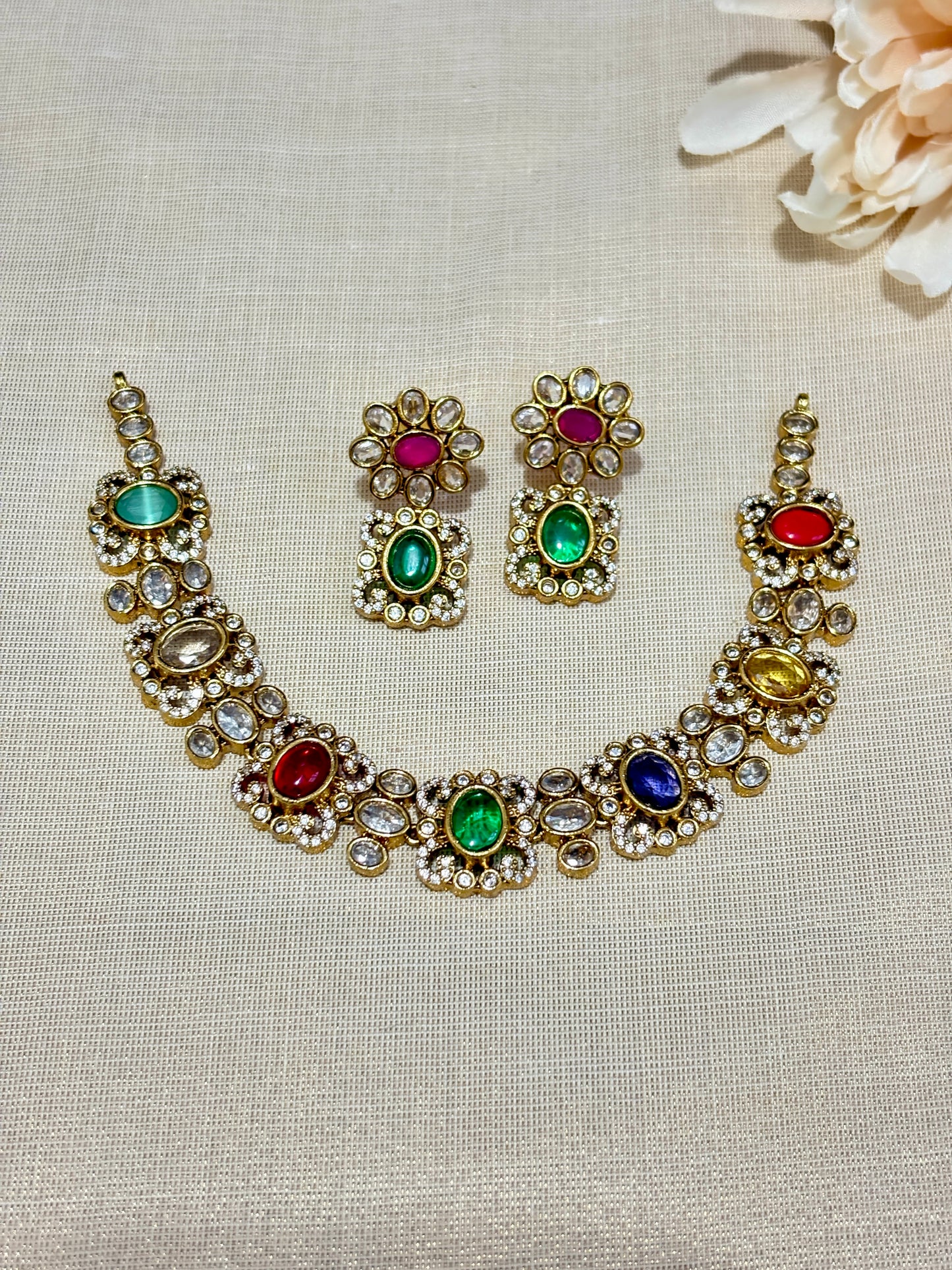 AD Multi Color Statement Necklace