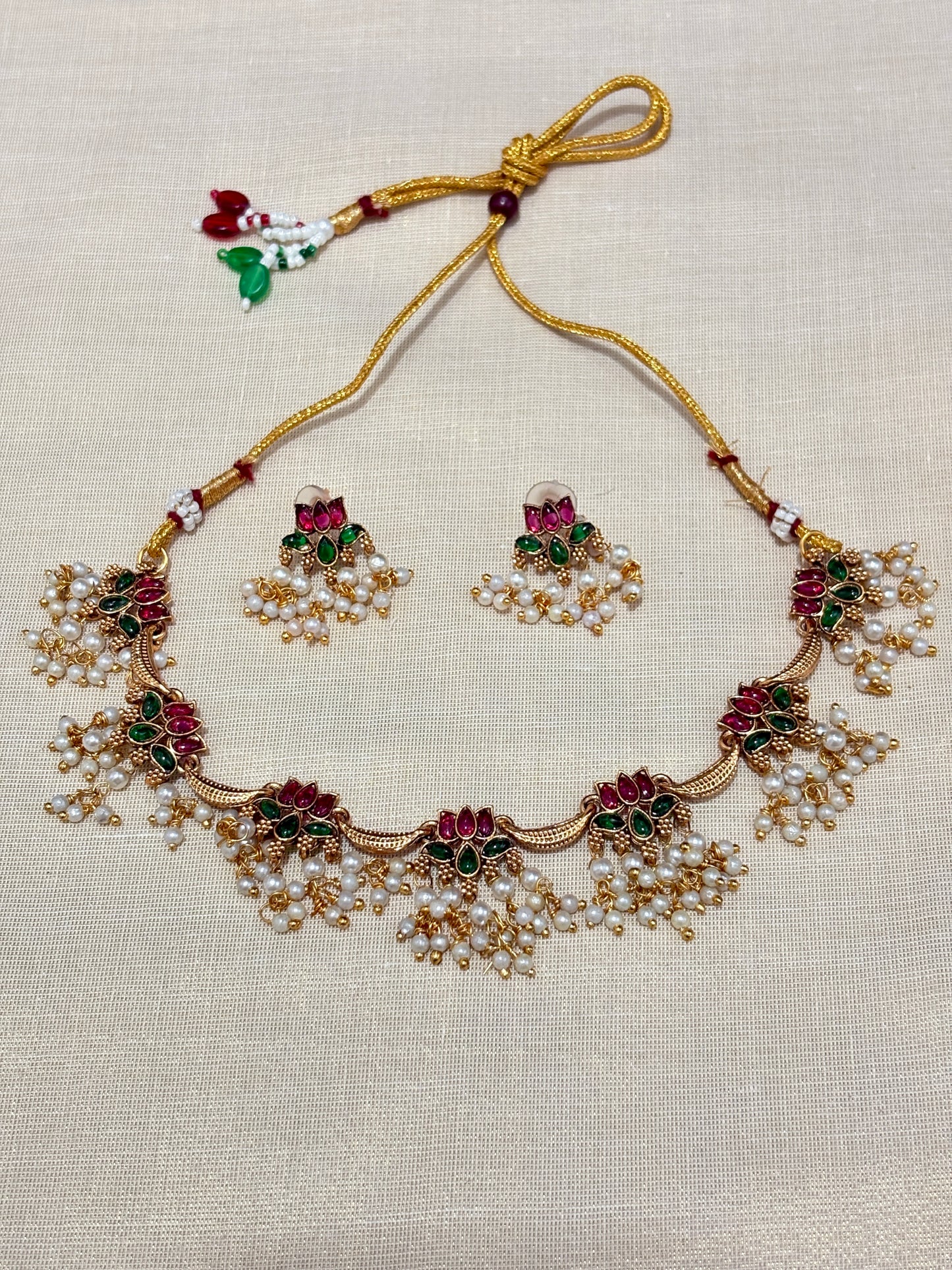 Lotus Necklace with Pearls