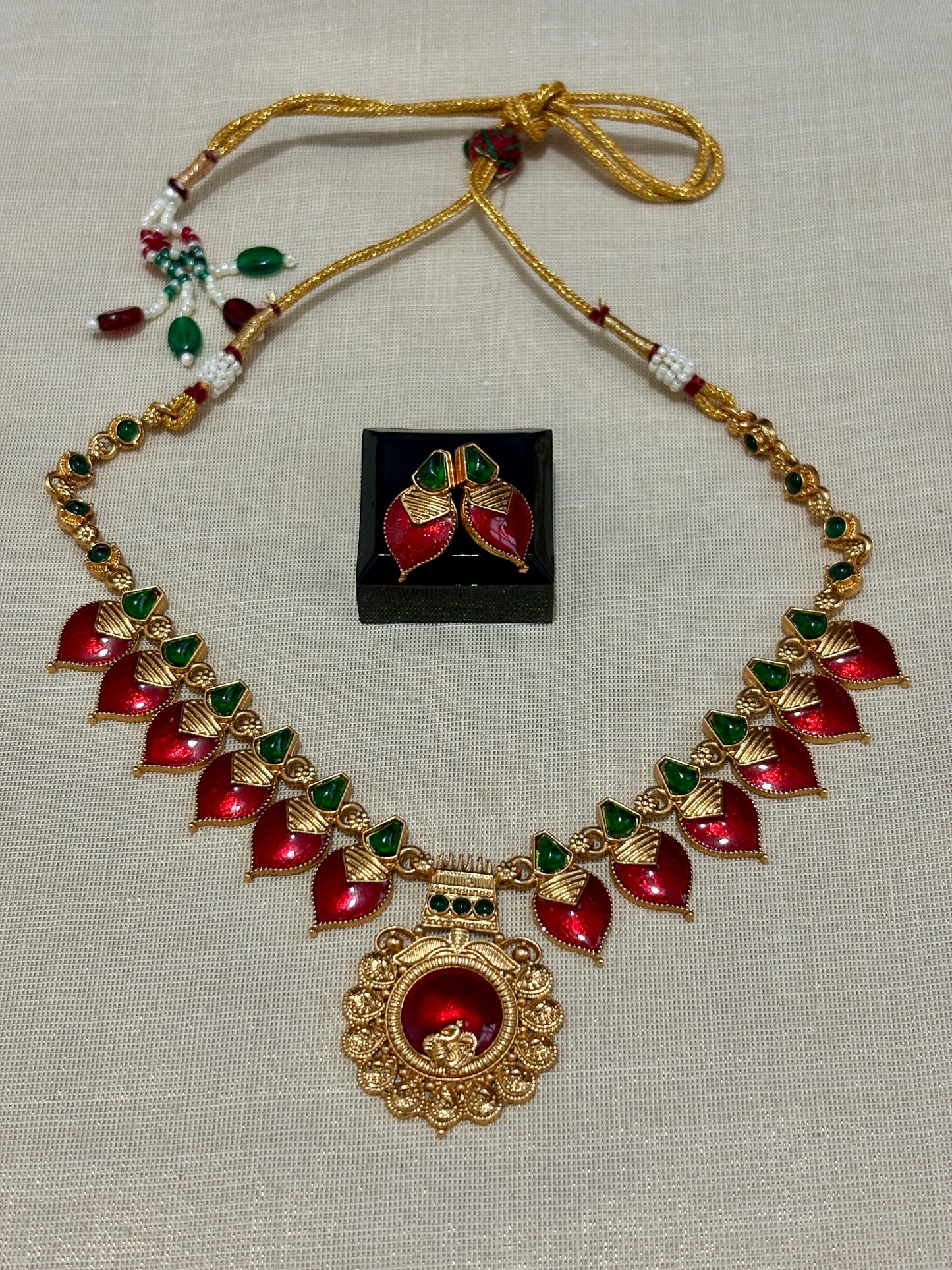Palakka Necklace with Statement Pendant | Indian Jewelry for Women | Ethnic Temple & Festive Wear | Traditional Necklace