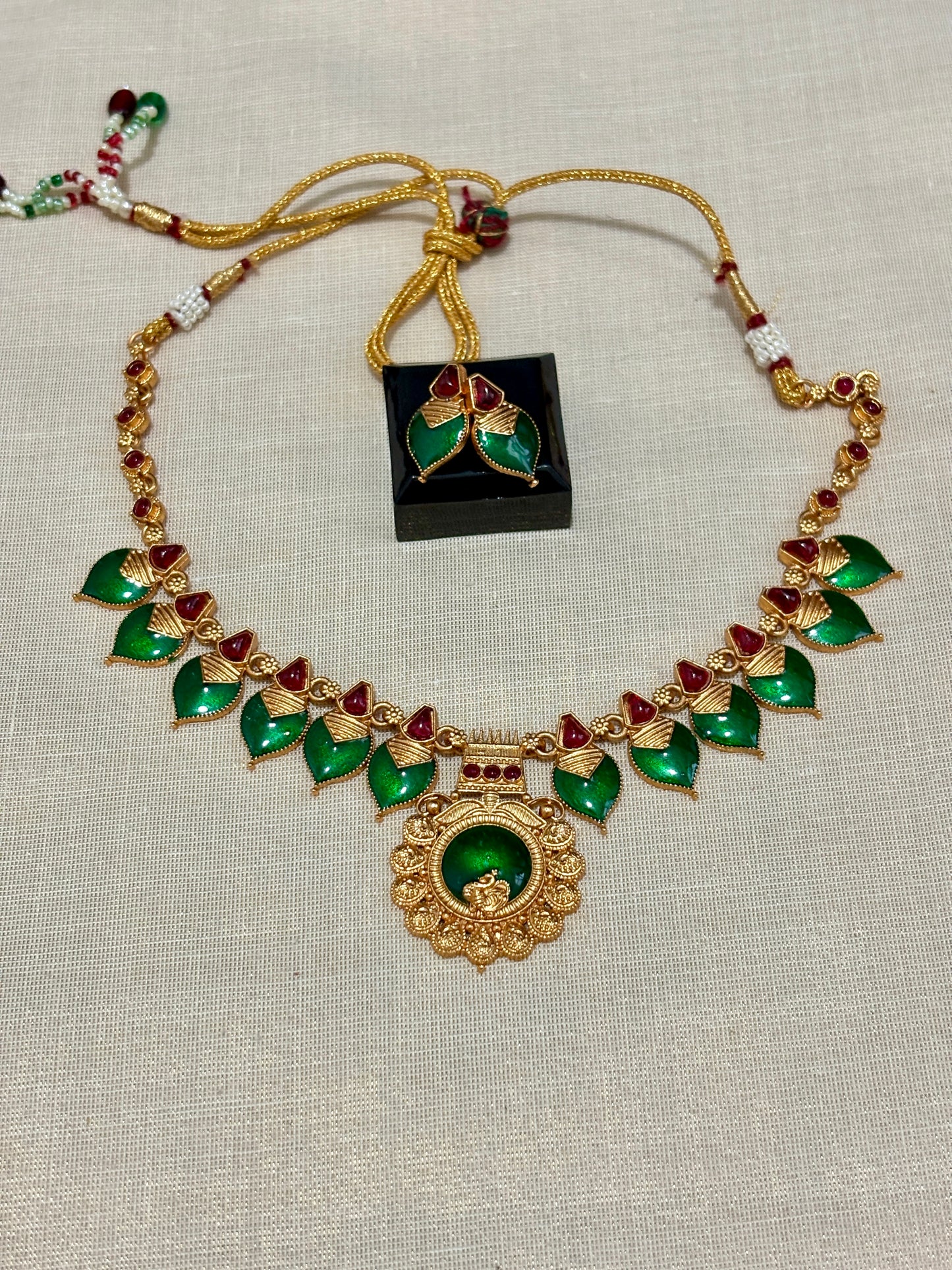 Palakka Necklace with Statement Pendant | Indian Jewelry for Women | Ethnic Temple & Festive Wear | Traditional Necklace