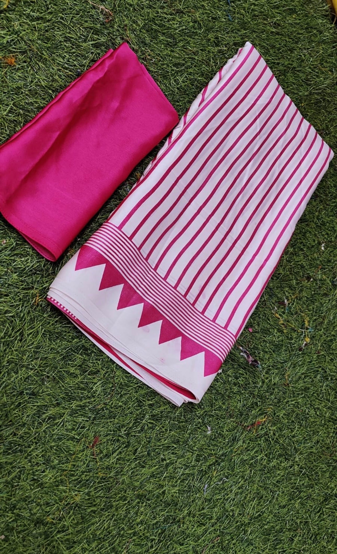 Pure Crape Silk Striped Saree with Contrast Pallu