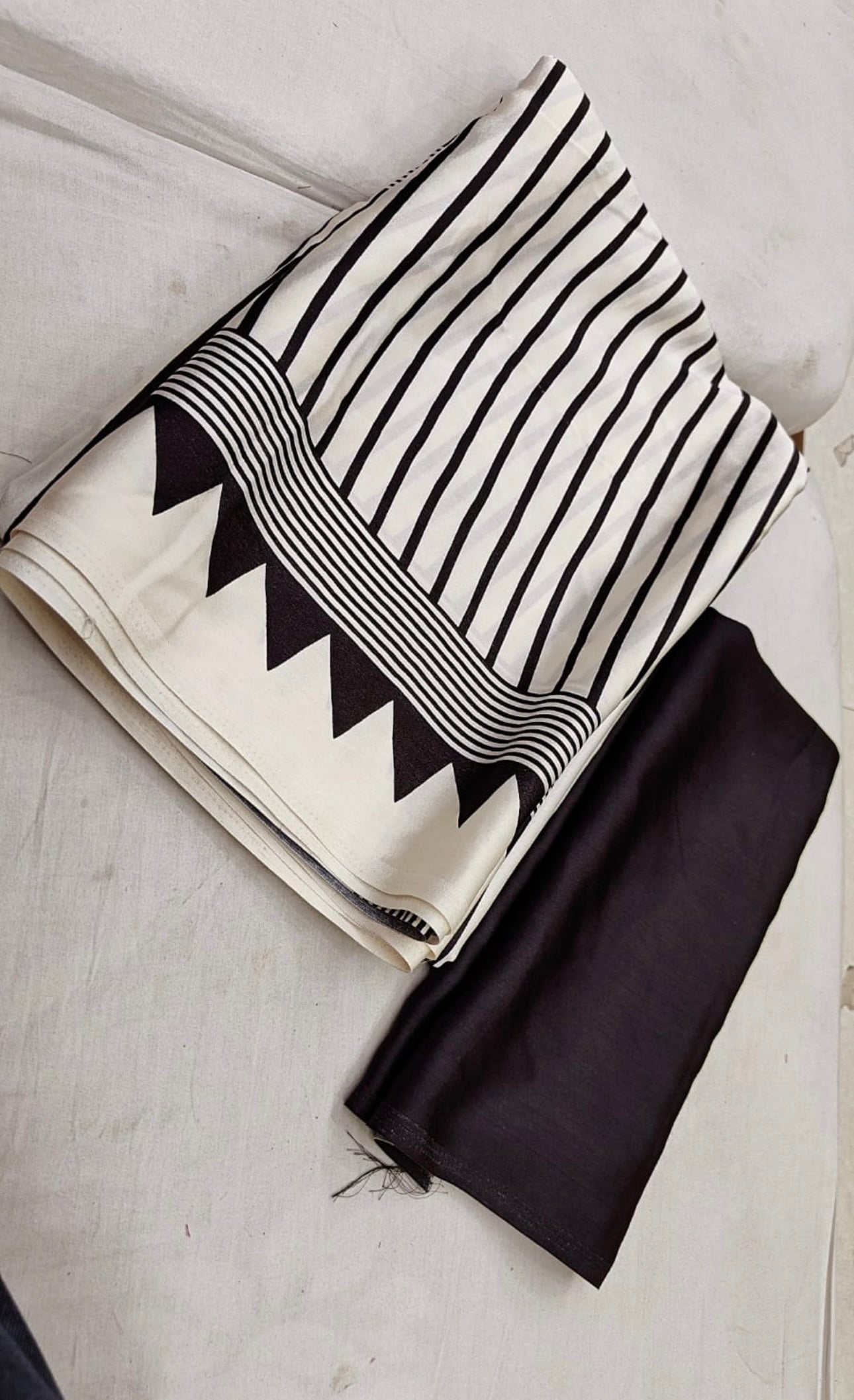 Pure Crape Silk Striped Saree with Contrast Pallu