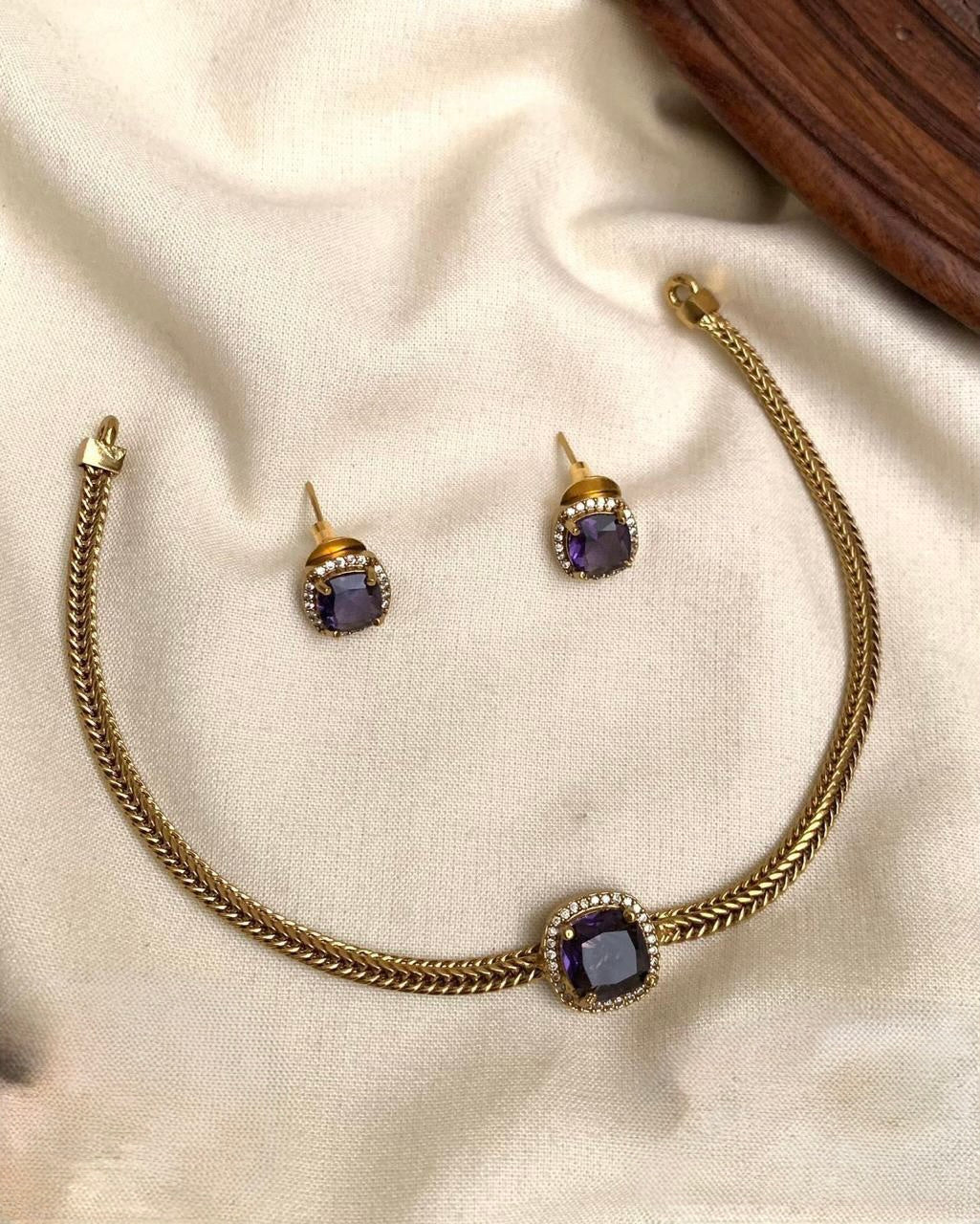 Sundari - Blue Stone Necklace & Earring Set