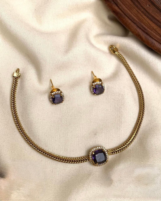 Sundari - Blue Stone Necklace & Earring Set