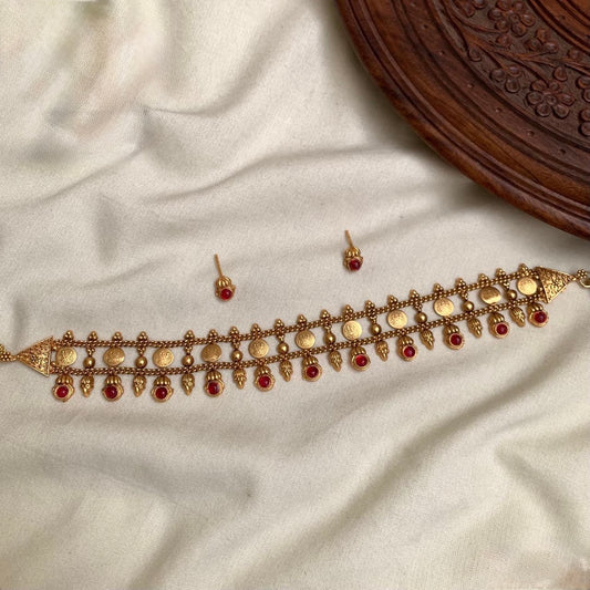 Kasshu - Coin Choker Necklace - Red