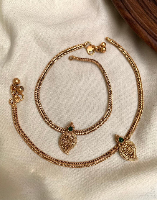 Mohini - Golden and Green Mango Anklets