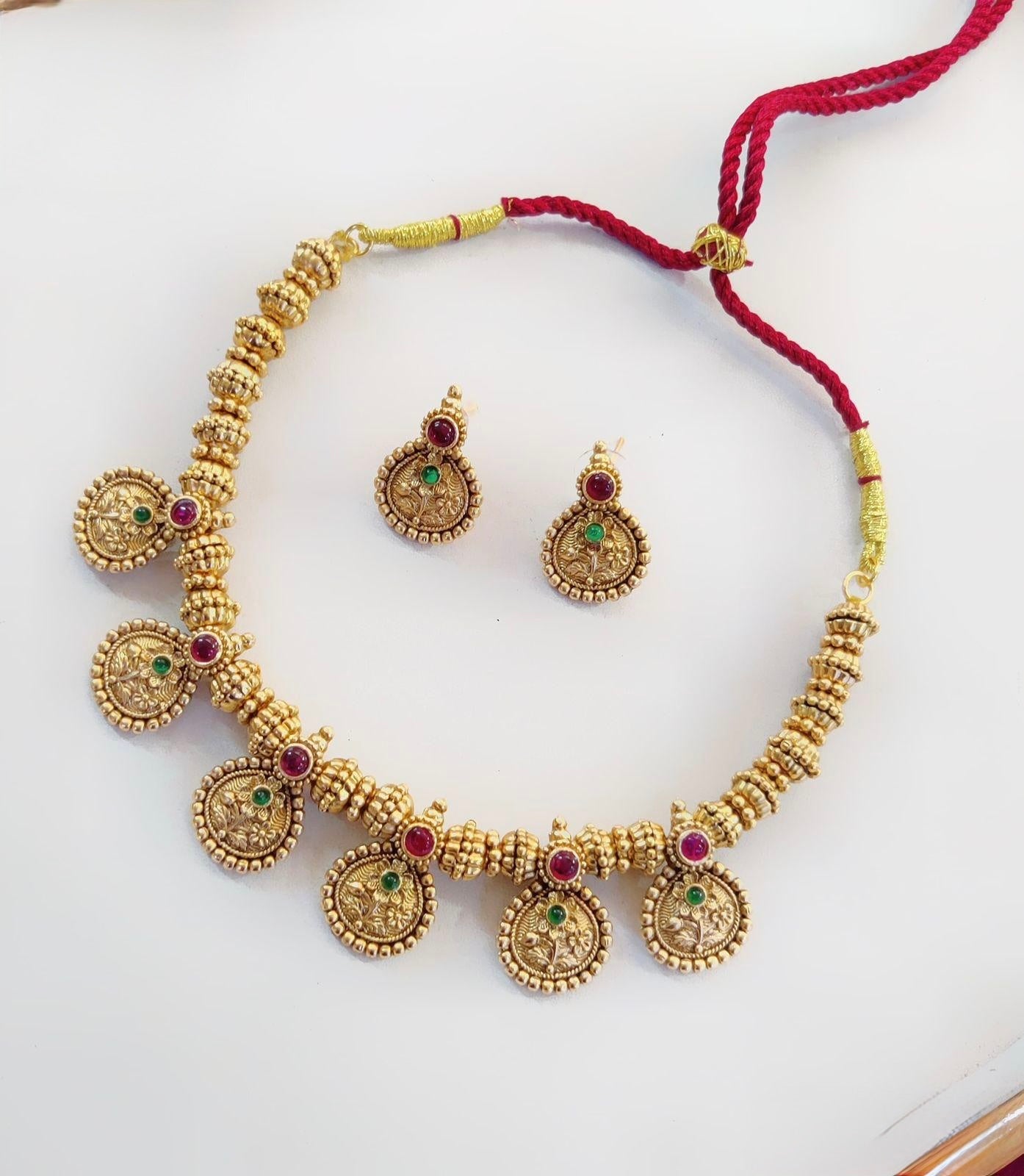 Anupama Statement Gold and Bead Necklace with Matching Studs