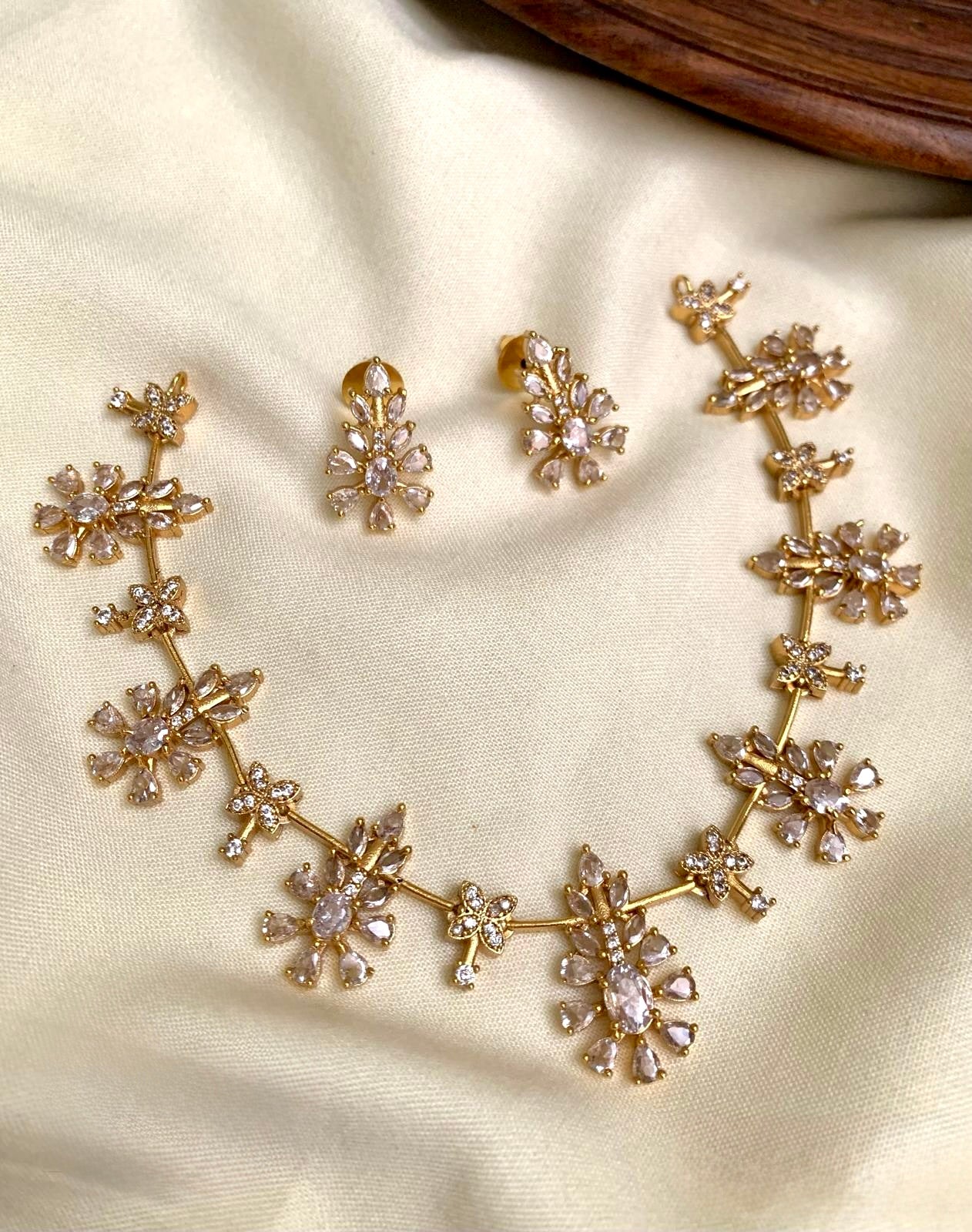 Chitra - AD Statement Necklace with Matching Stud Earrings