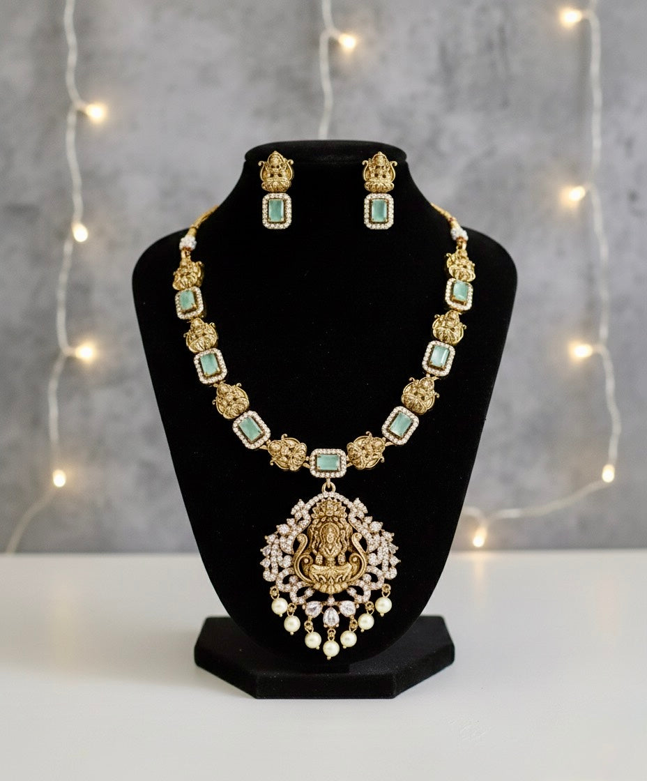 AD Mint Green Lakshmi Statement Necklace