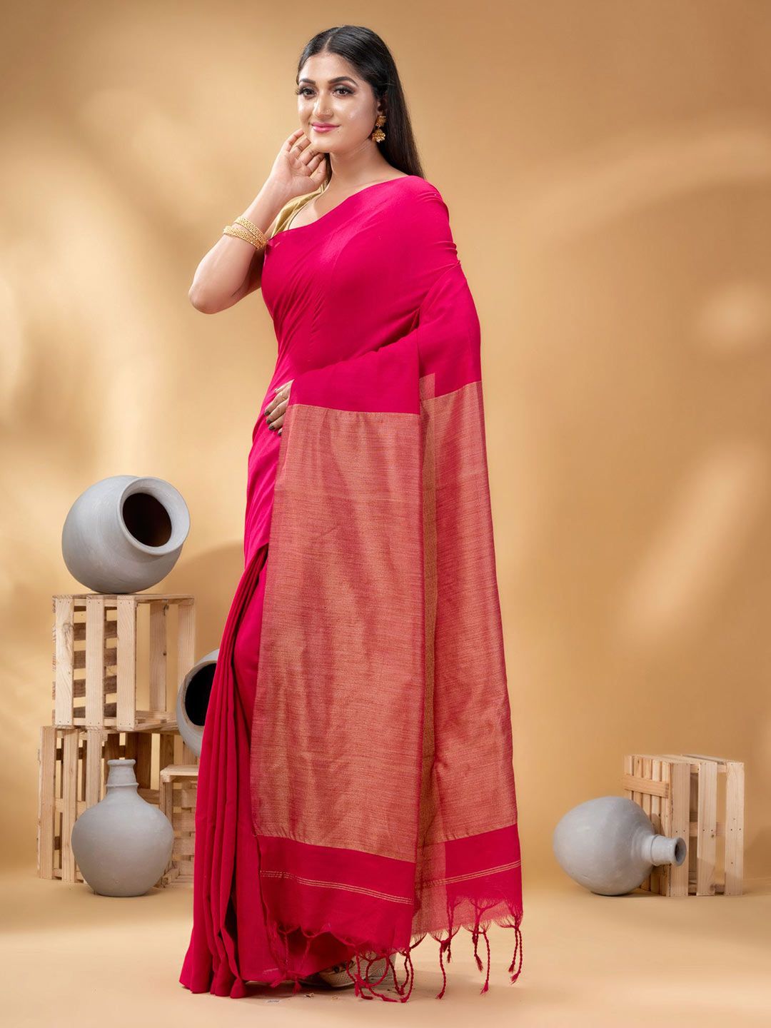 Nayanthara - Pink Pure Khadi Cotton Saree