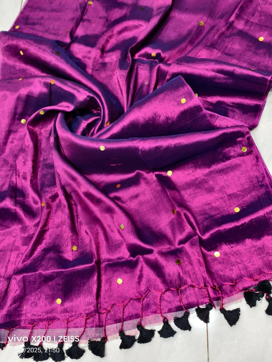 Mayoora -Pink Tissue Saree with Sequins