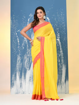 Rang - Yellow and Pink Mul Cotton Saree