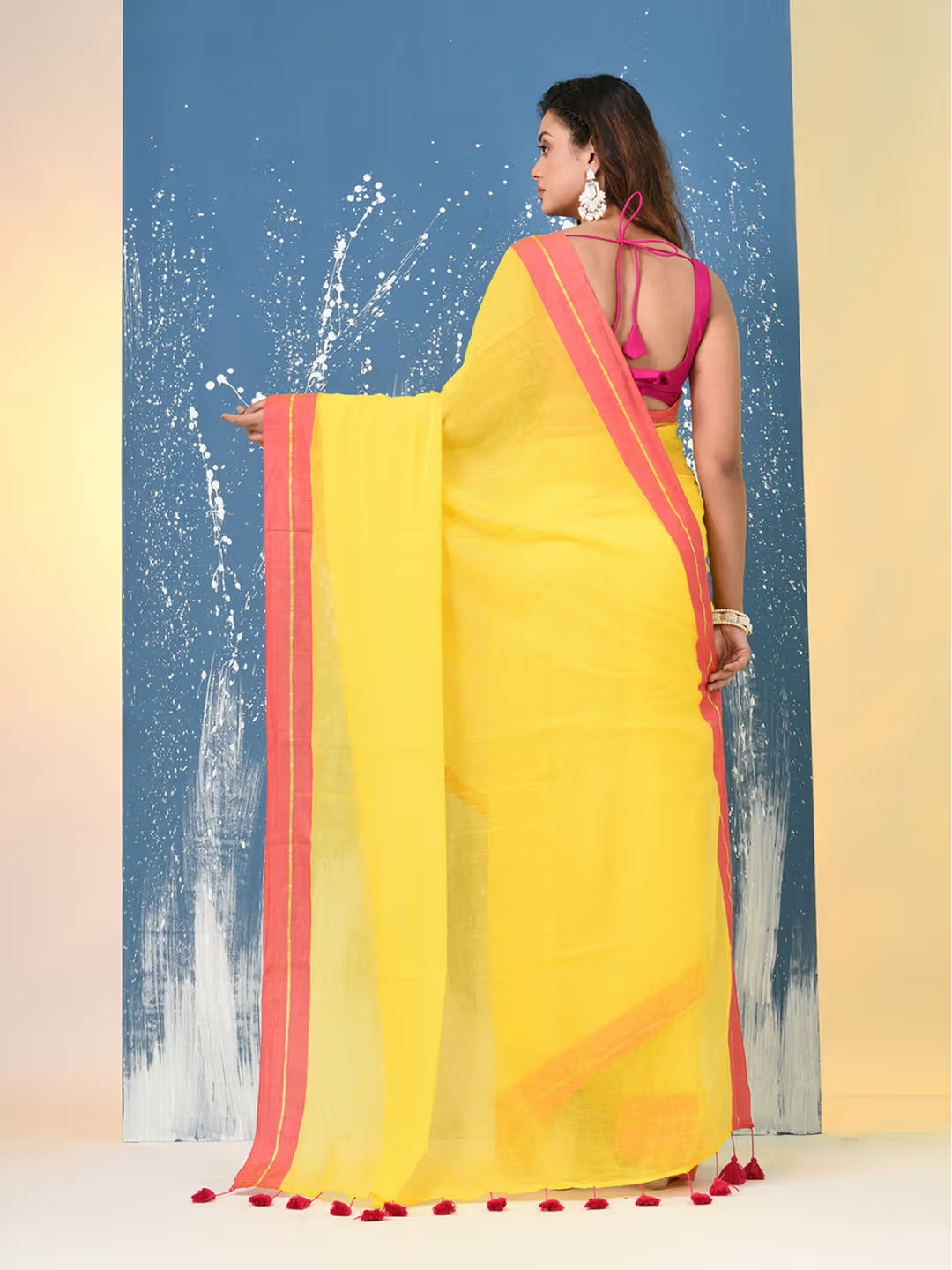 Rang - Yellow and Pink Mul Cotton Saree