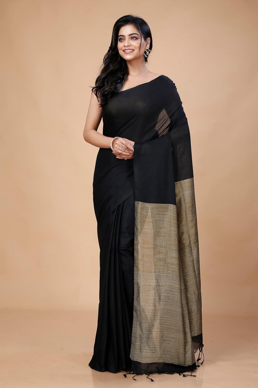Nayanthara - Black Pure Khadi Cotton Saree