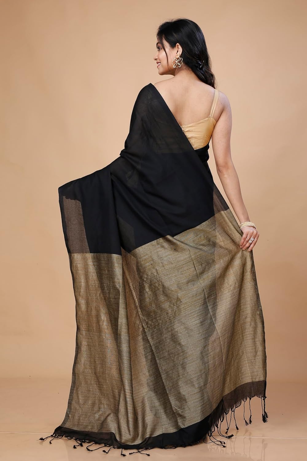 Nayanthara - Black Pure Khadi Cotton Saree