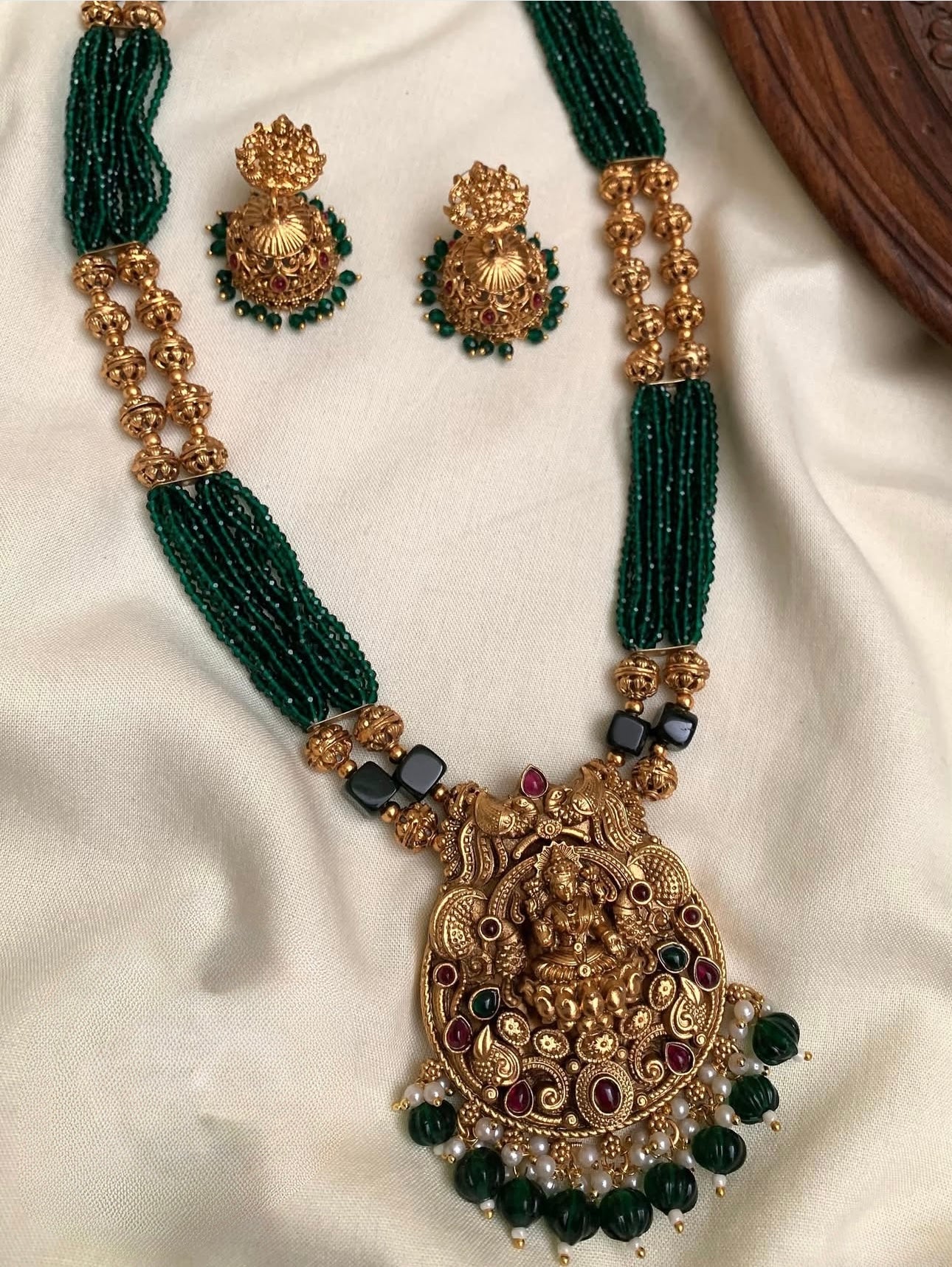 Lakshmi Haaram with Golden Beads