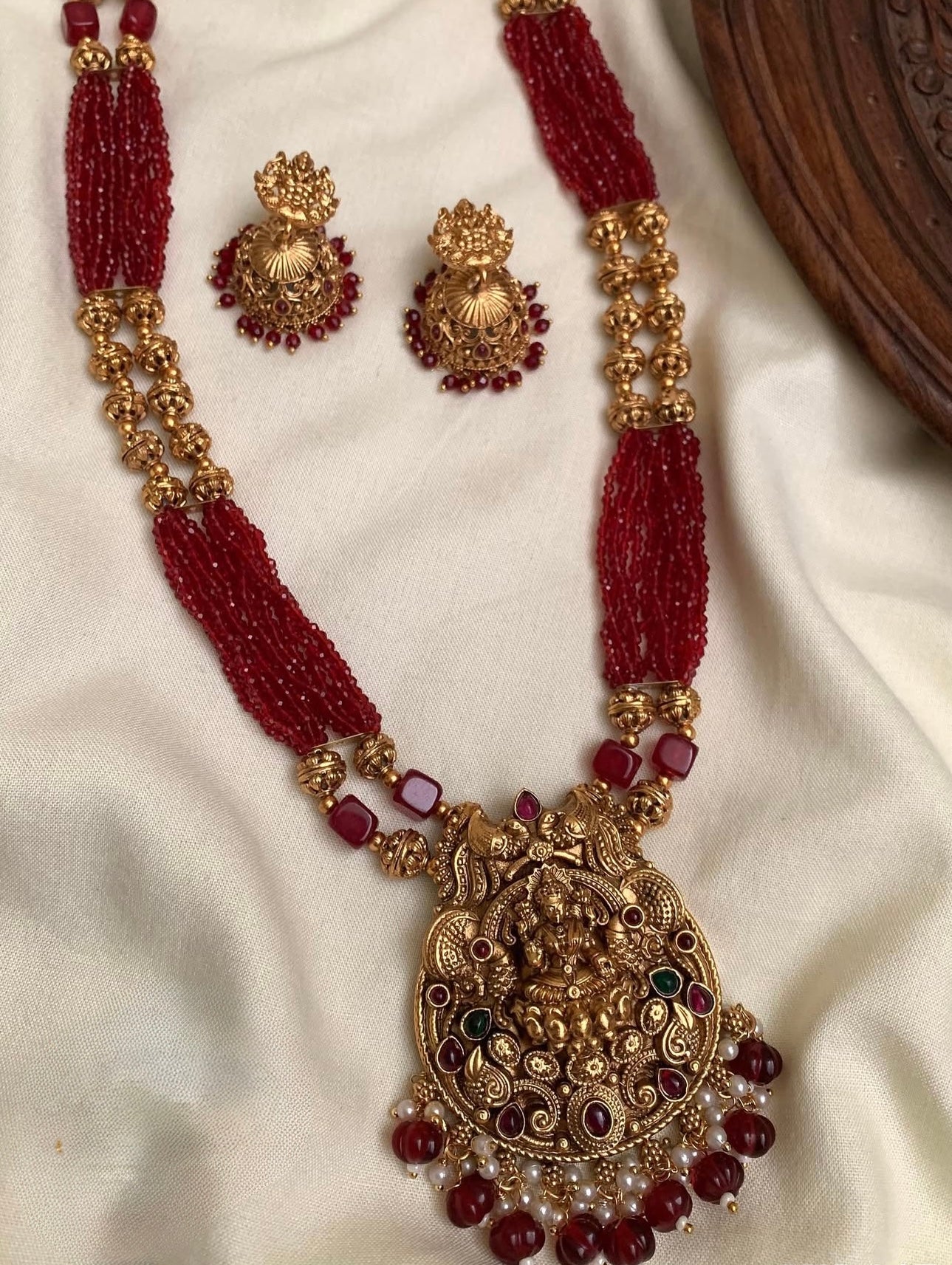 Lakshmi Haaram with Golden Beads