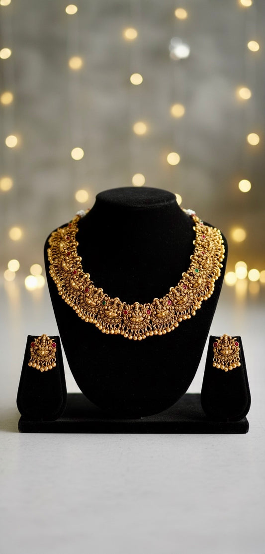 Lakshmi Cluster Necklace | Indian Jewelry for Women | Ethnic Traditional Necklace | Wedding & Festive Wear Jewelry