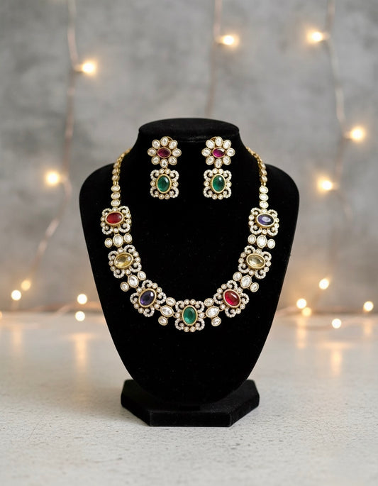 AD Multi Color Statement Necklace