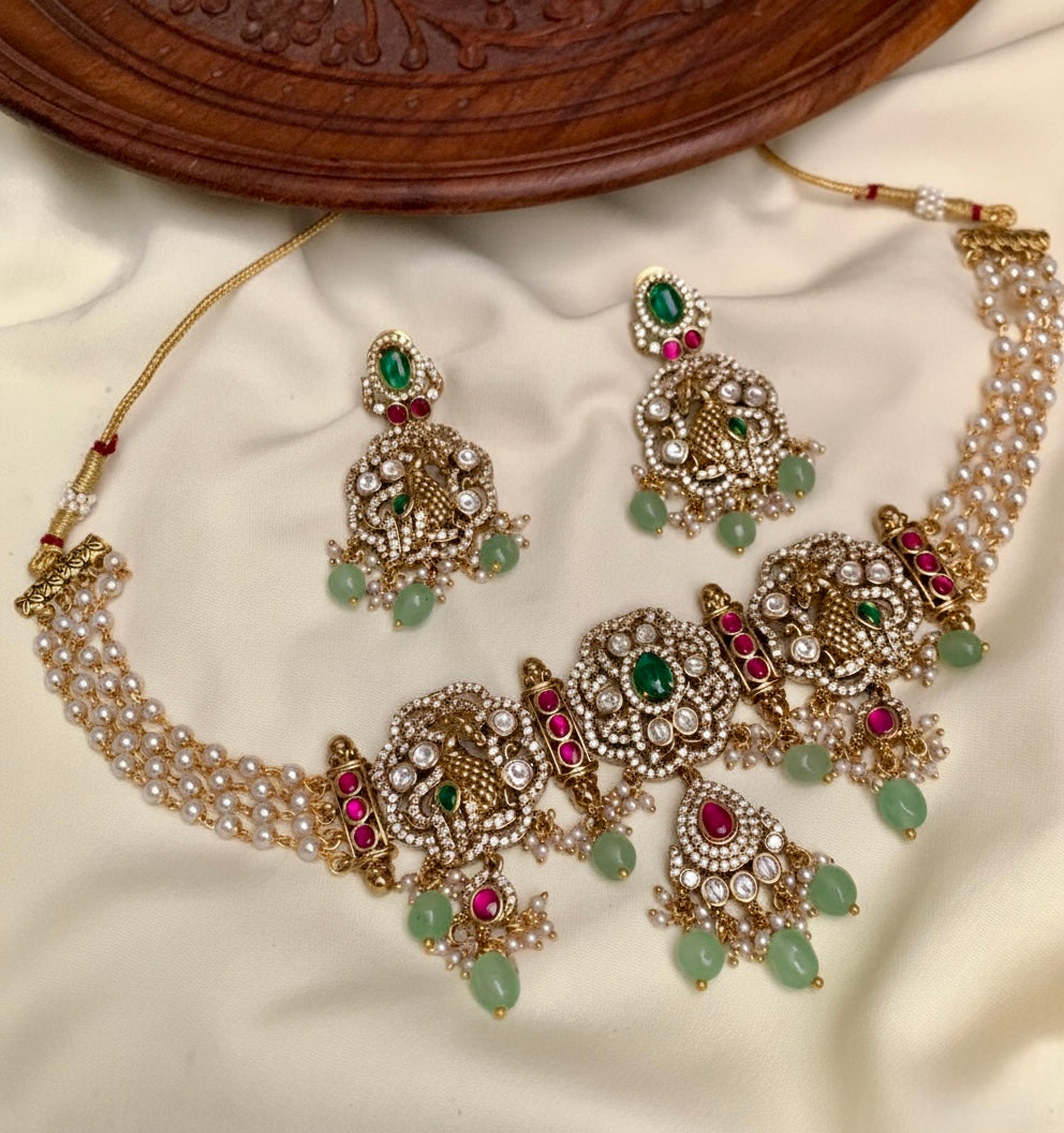 Lavanya - Premium Jadau Kundan & Pearl Choker Set