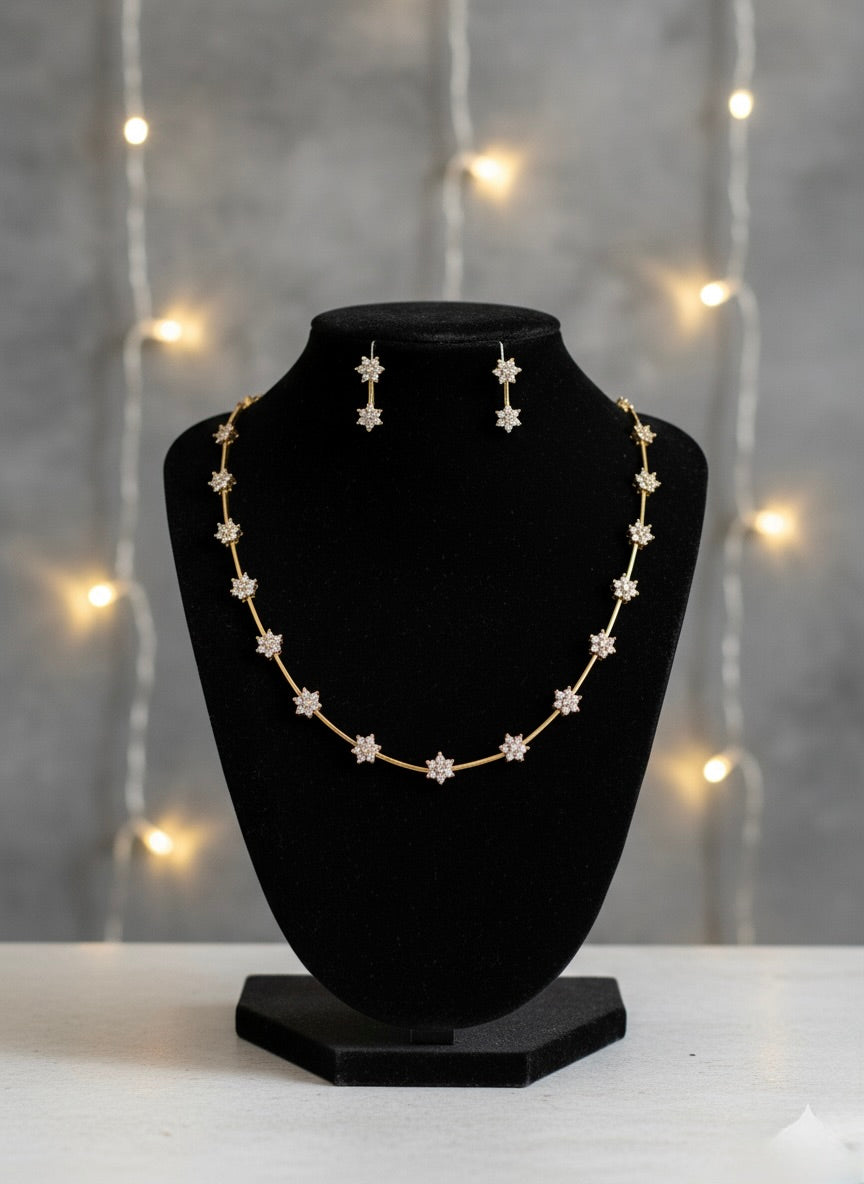 Lalita - Floral AD Necklace - White