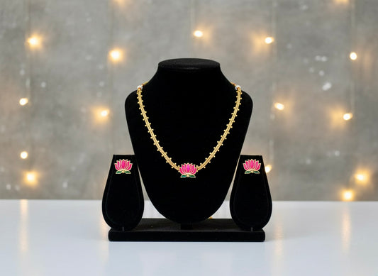 Kamala -  Lotus Necklace with Stud