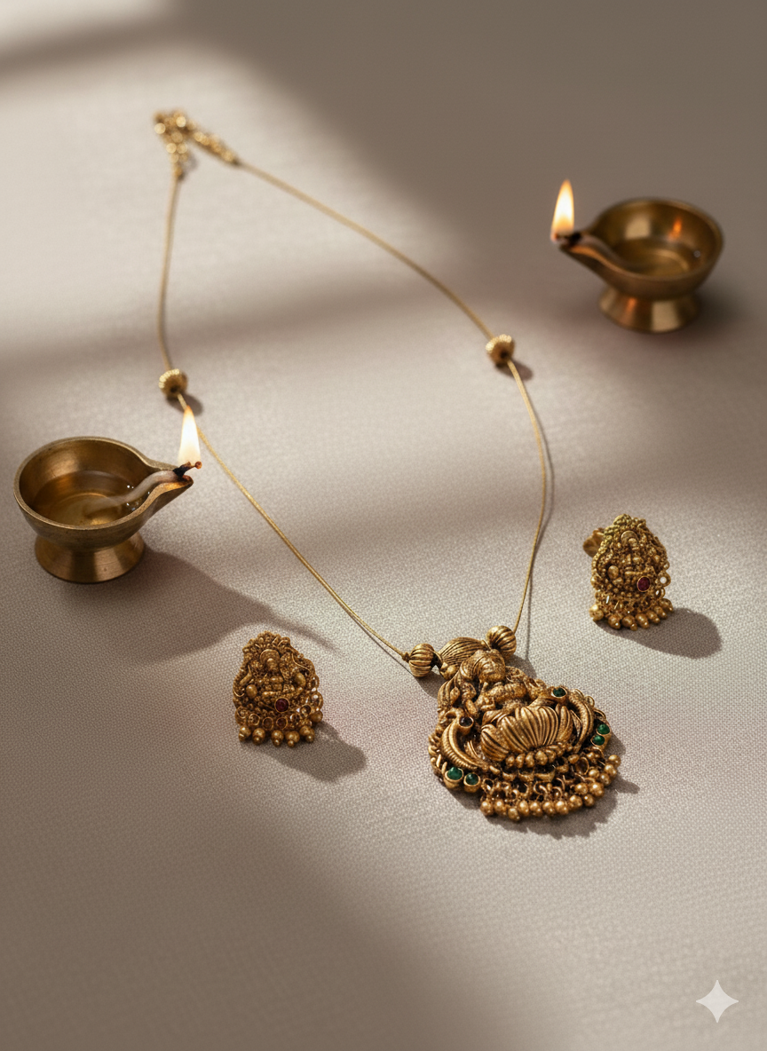 Invisible Golden Lakshmi Pendant Necklace