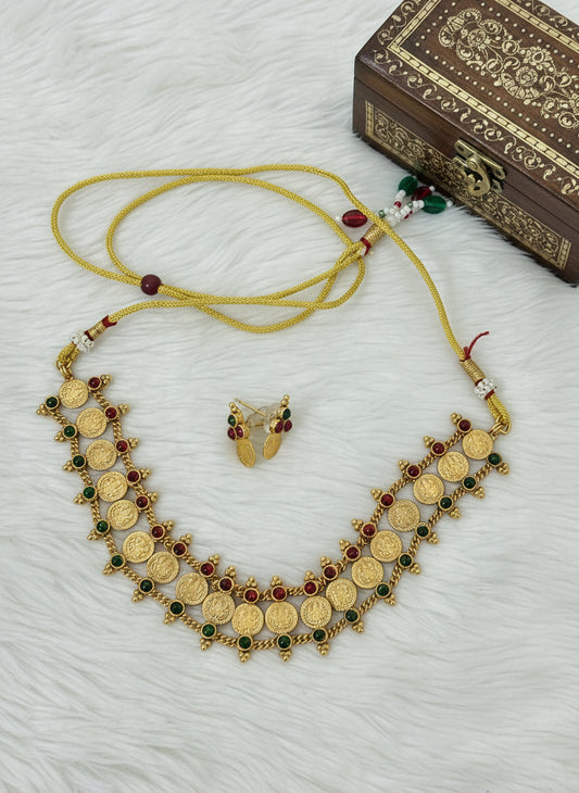 Malavika - Kaashu Coin Choker with Matching Stud Earrings