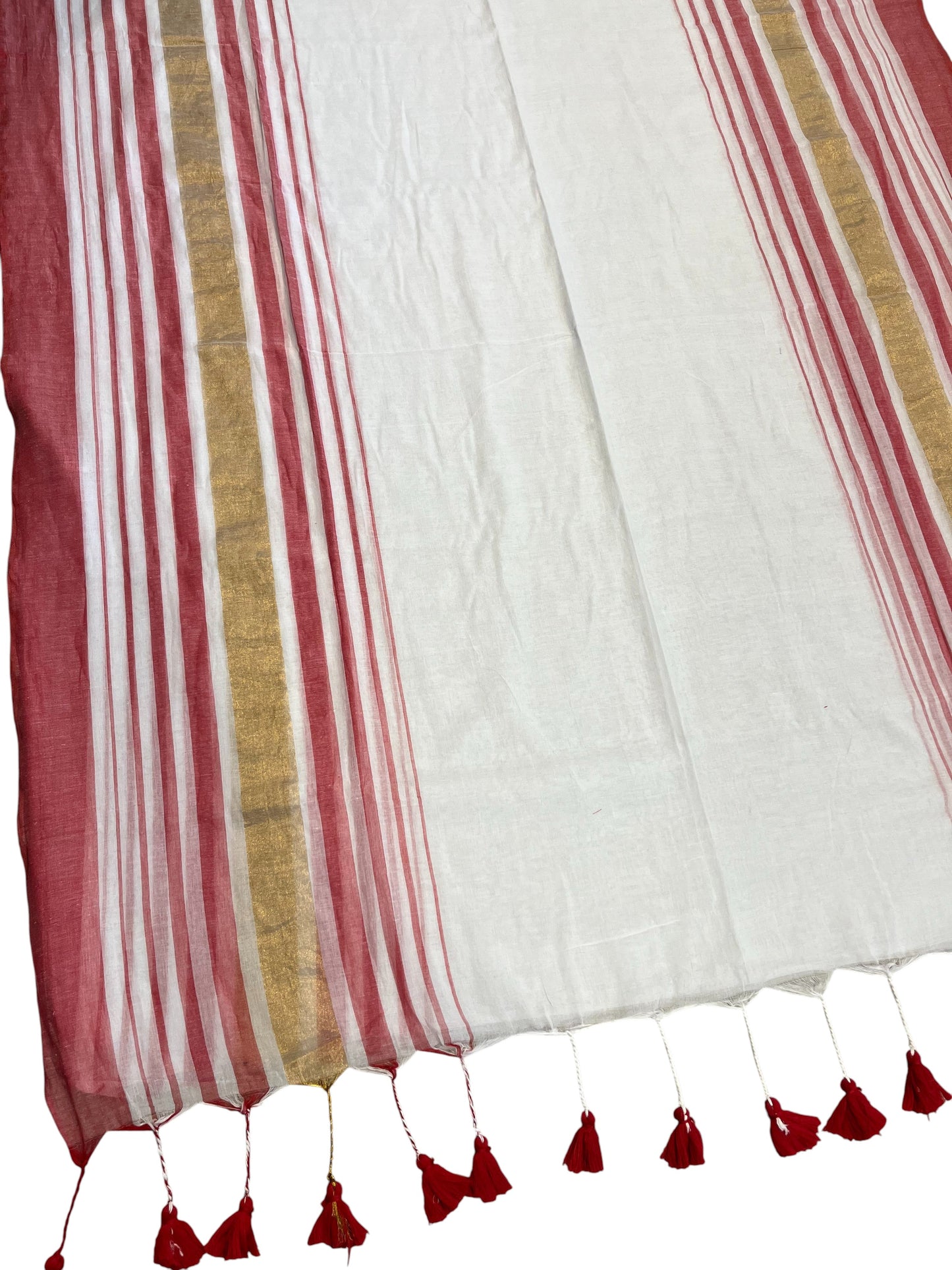 Manga - Red and White Mul Cotton Saree | Kerala Onam Saree