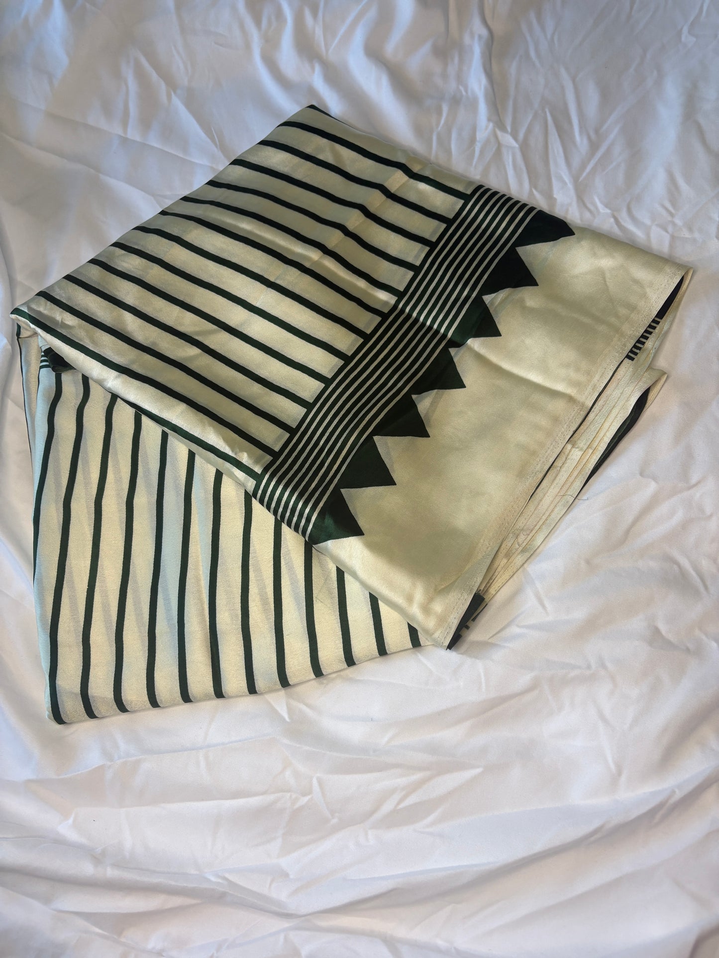 Pure Crape Silk Striped Saree with Contrast Pallu