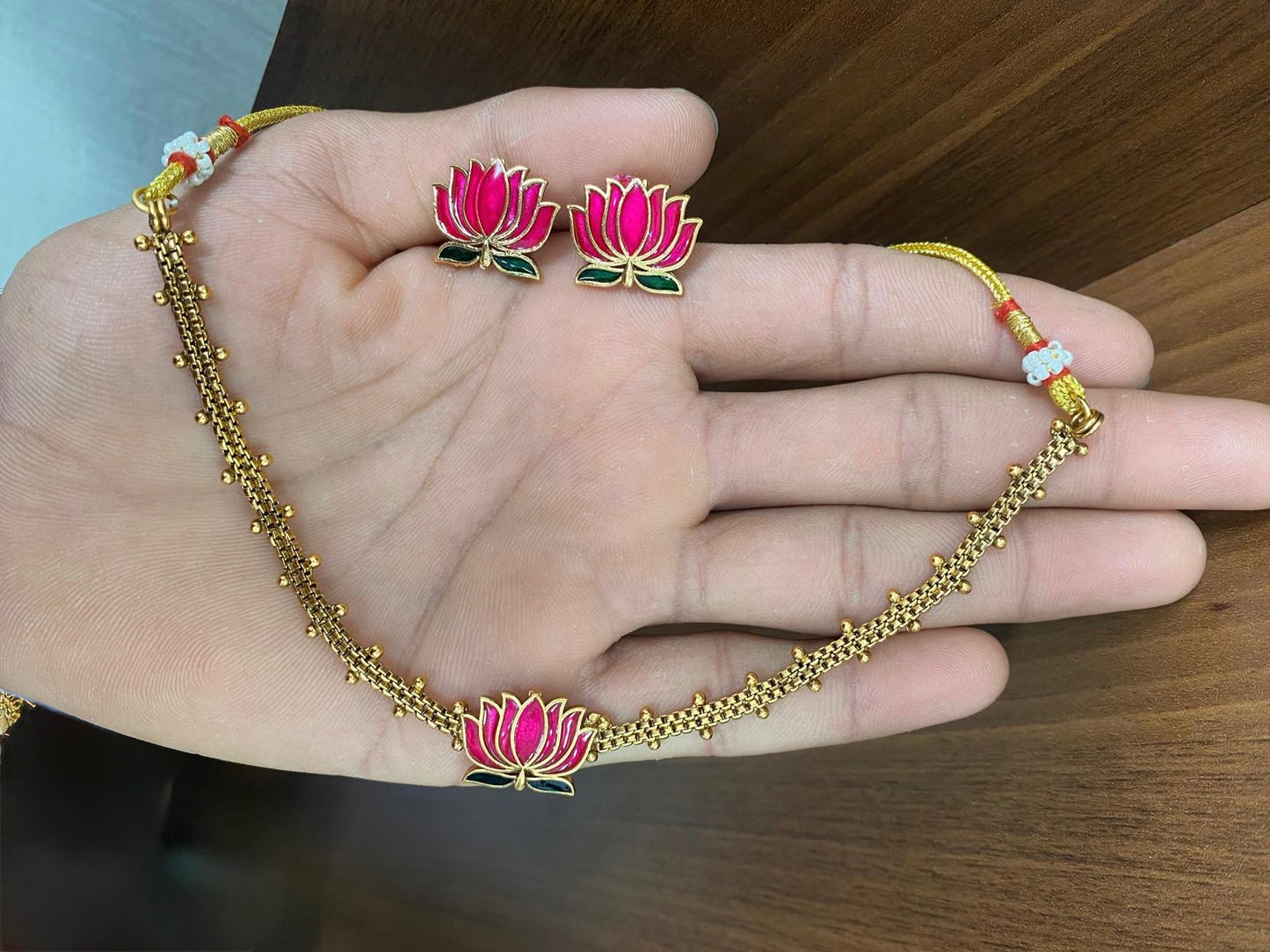 Kamala -  Lotus Necklace with Stud