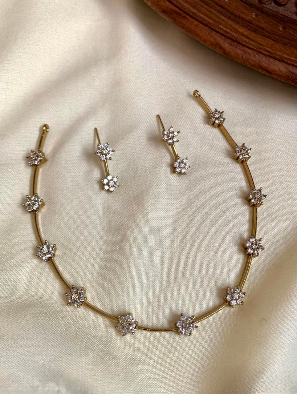 Lalita - Floral AD Necklace - White