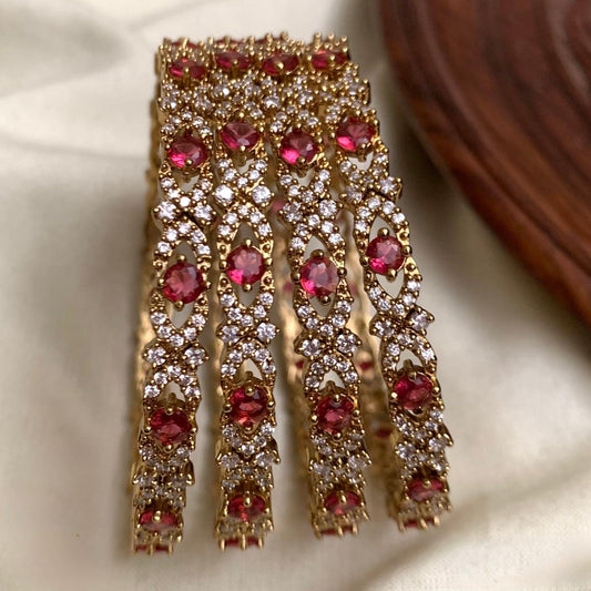 Roohi - Pink AD Bangle Set of 4