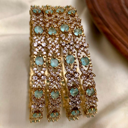 Roohi - Mint Green AD Bangle Set of 4