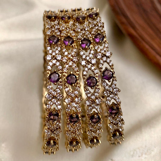 Roohi - Purple AD Bangle Set of 4